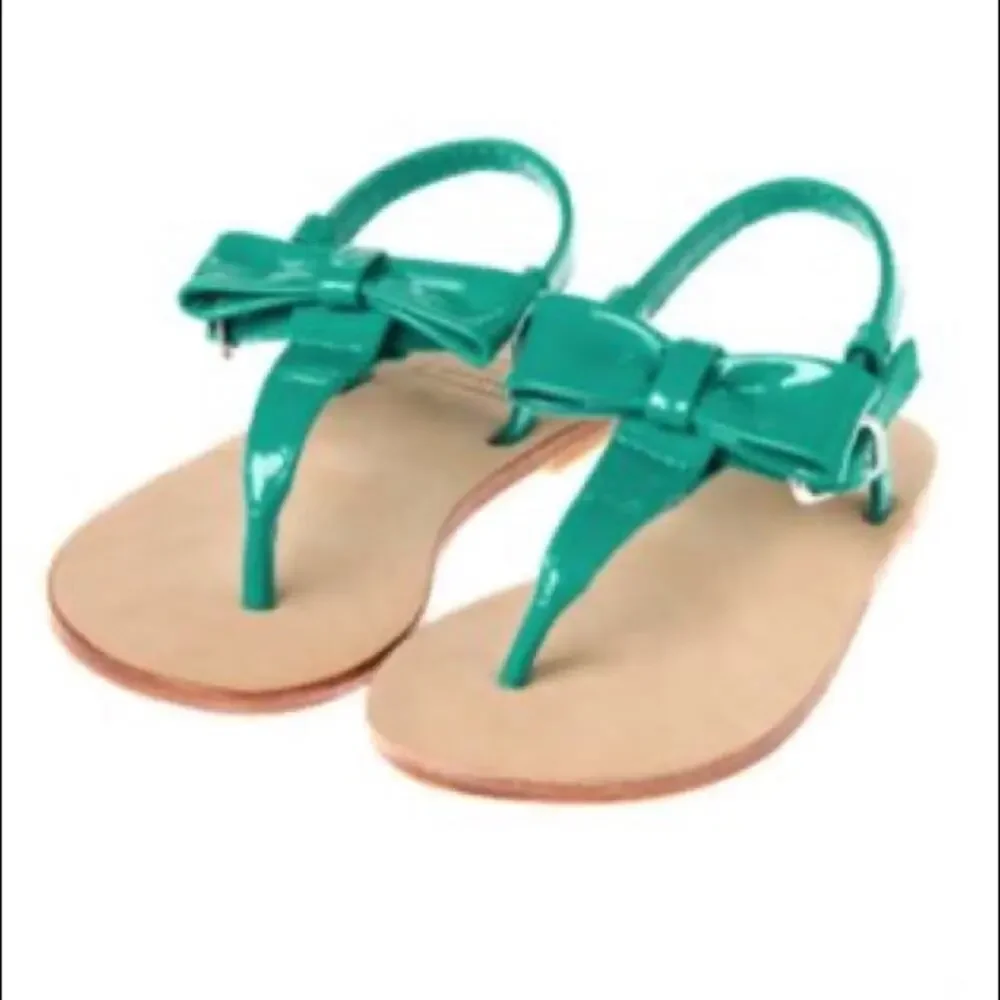 Janie and Jack sandals little girsl 6 Bow Patent Leather Easter Spring Shoes